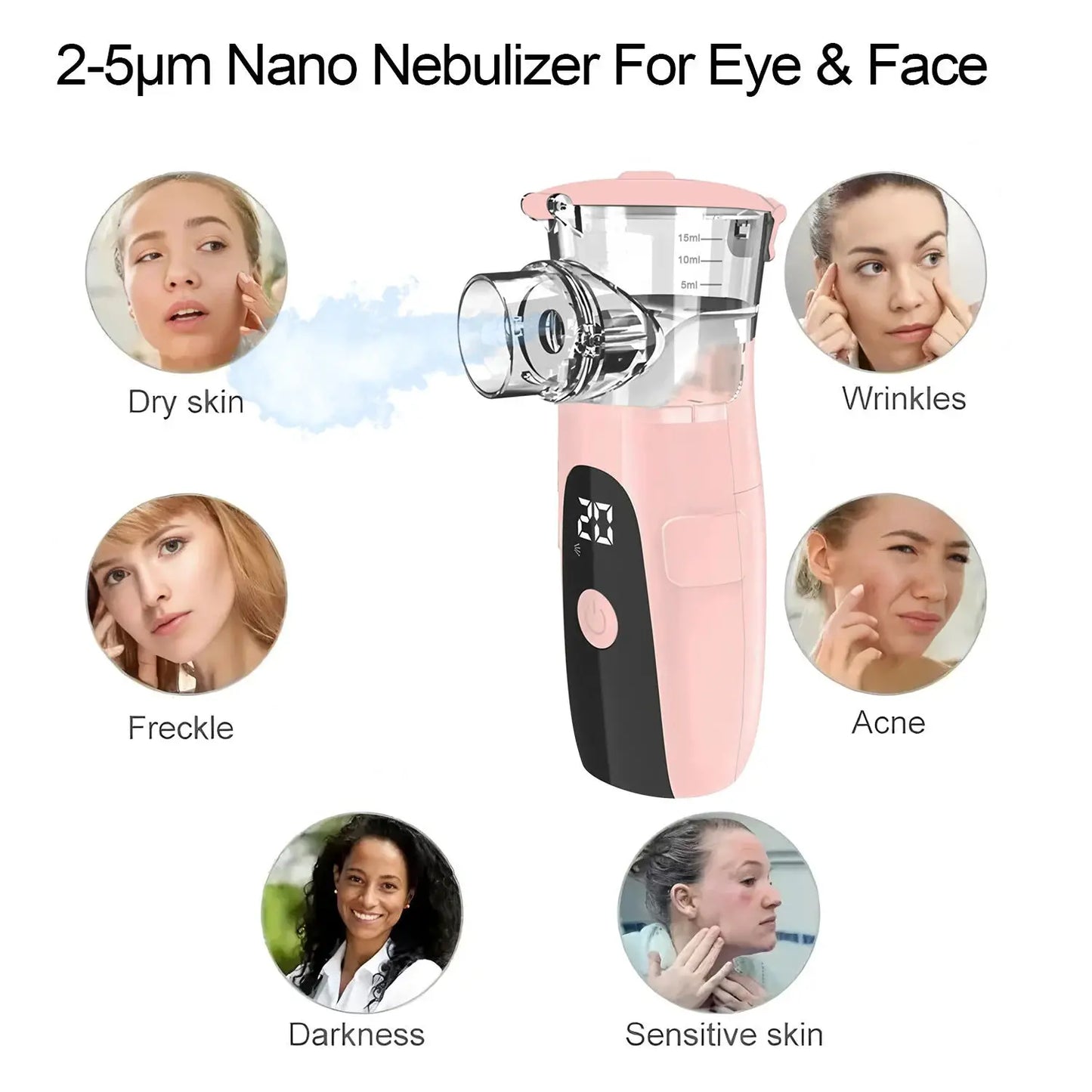 Mini Portable Facial Steamer | Nano Cold Spray | Hydrating Beauty Humidifier