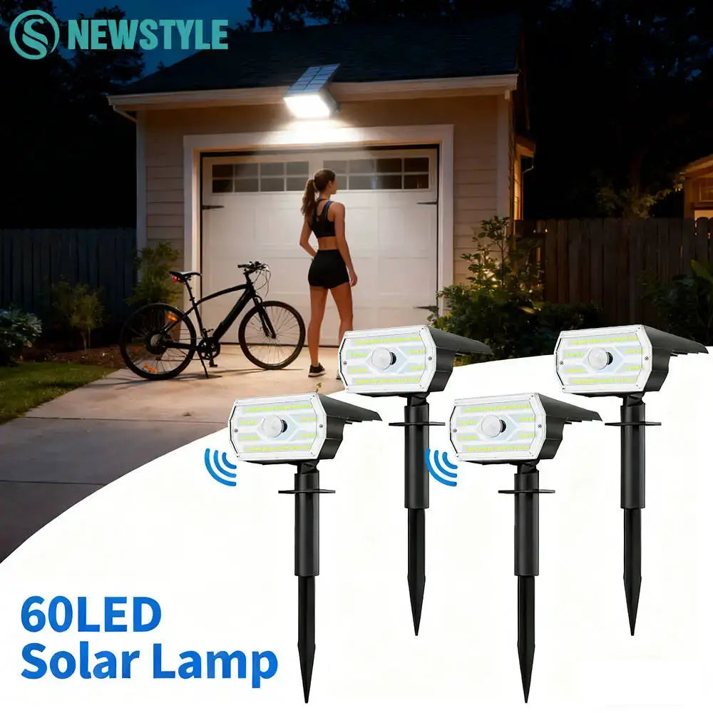 Solar Spot Lights Outdoor Motion Sensor 56/60LEDS Solar Landscape Spotlights 3 Modes Waterproof Wall Lamp Yard Driveway Walkway from PriceLows™