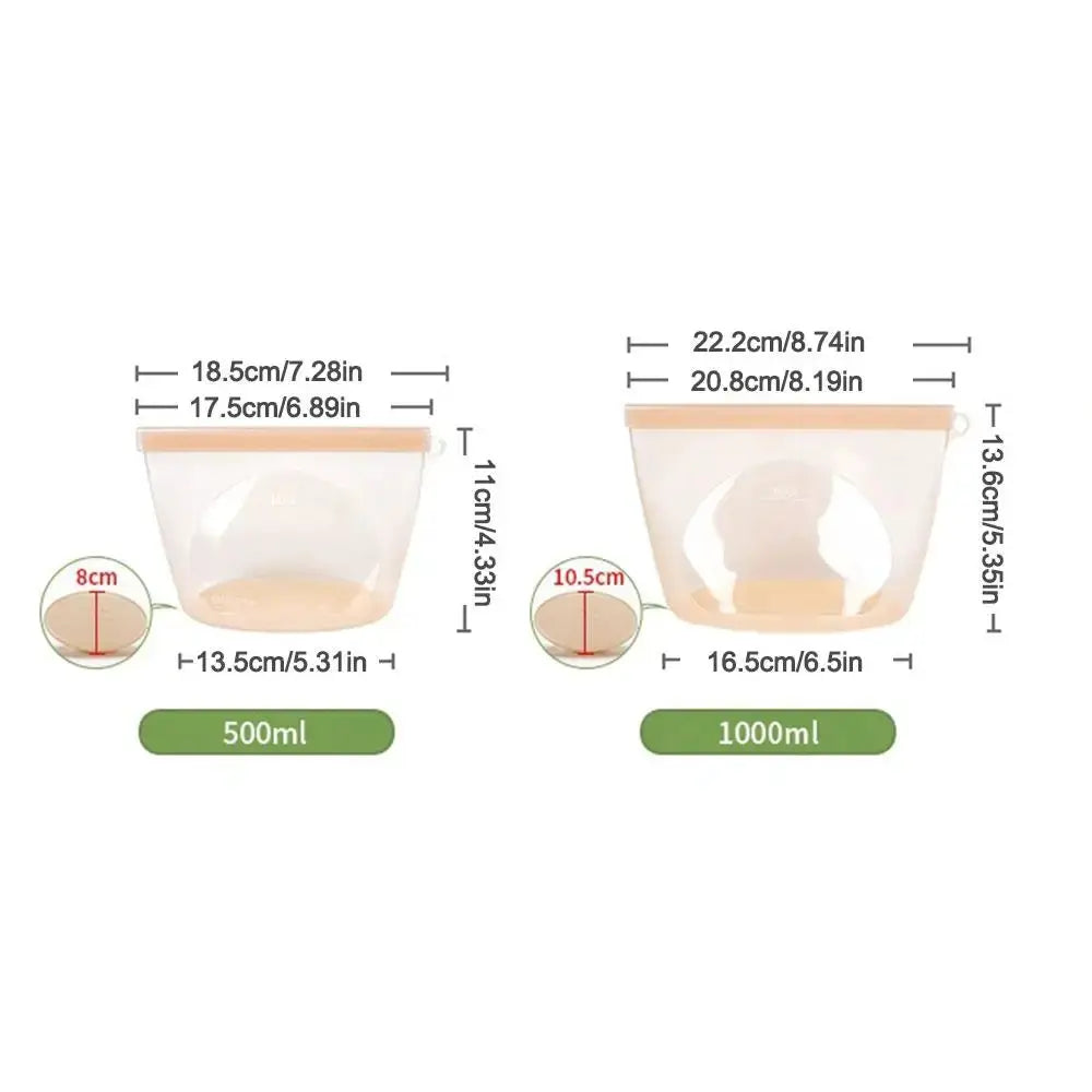 Silicone Food Preservation Bag | Reusable | Zip Lock | Sizes