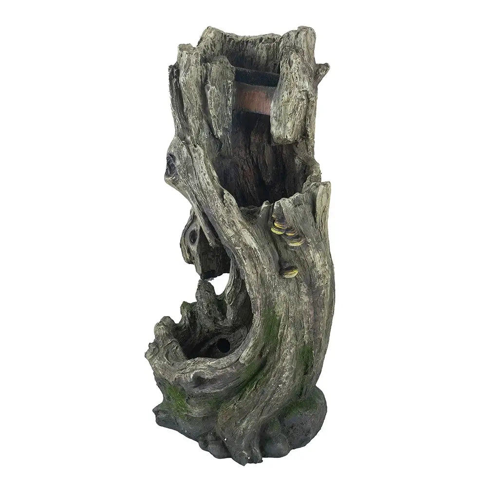 17.5x15.5x39.5" Indoor Outdoor Tree Trunk Fountain, Polyresin Rusitic Floor Standing Waterfall Fountain with Light, Natural from PriceLows™
