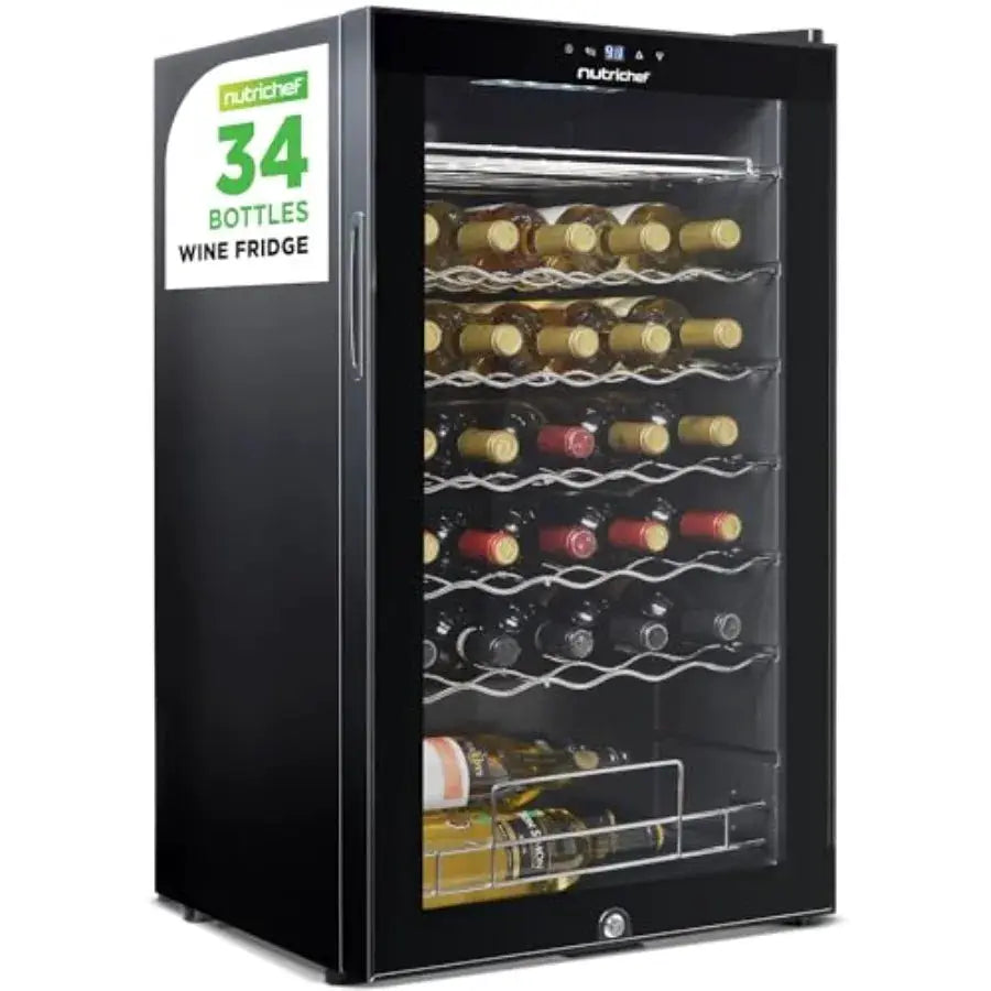 Wine fridge for home, office kitchen: stainless steel, black, ultra quiet operation with adjustable temperature 41F64F from PriceLows™