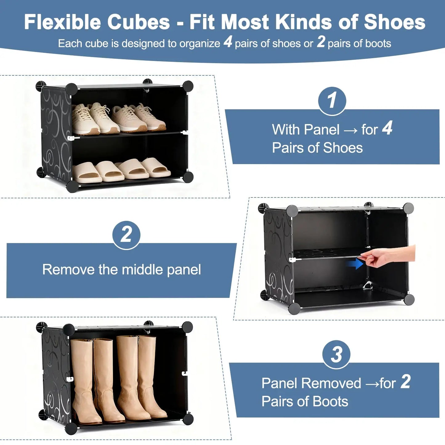 JHK 6-Tier Plastic Stackable Shoe Storage Cabinet with Door Multilayer Shoe Shelves Organize for Space Saving Cabinet Home from PriceLows™