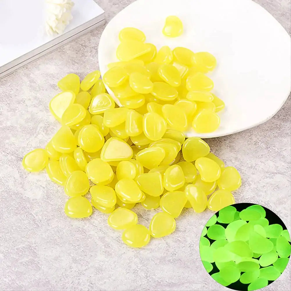 100Pcs Pebbles Glow In The Dark Pebbles Glowing Stones Fish Tank Aquarium Decor Rocks Pebbles for Garden Yard Patio DIY Stones from PriceLows™