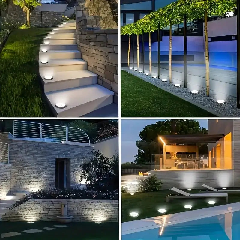 1-8 Packs Solar 8LED Ground Lights Decorative for Outdoor Illumination Stainless Steel Street Lamps For Courtyards Gardens Paths from PriceLows™
