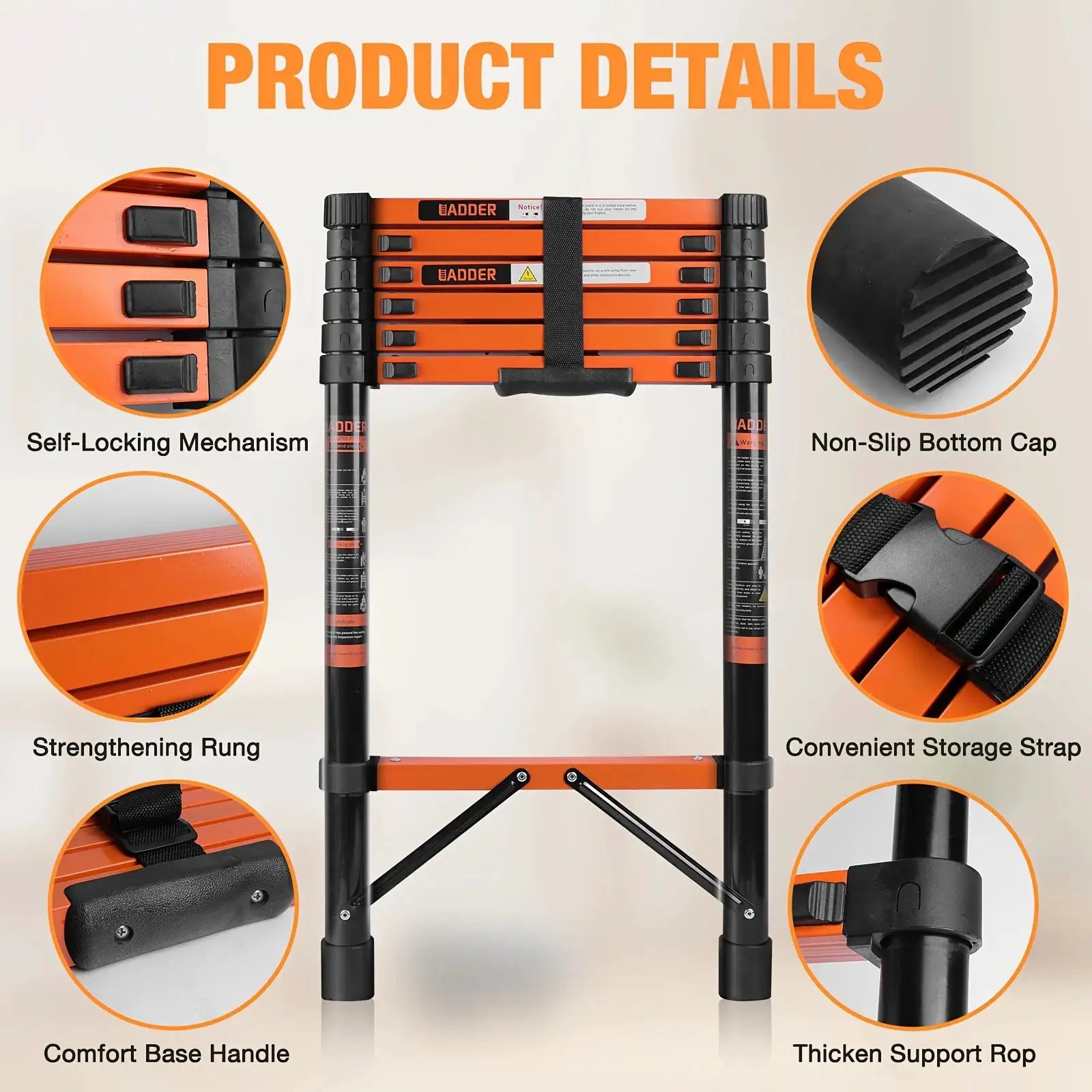 Expansion Ladder Roof Ladder, Heavy-duty Stainless Steel, with Anti Slip Feet, 330 Pound Load-bearing, Suitable for RV, Roof, Roof And Multi Sided Use from PriceLows™