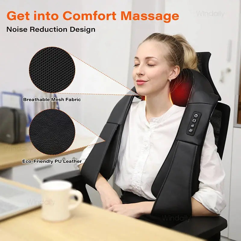 Shiatsu Neck And Shoulder Massager | With Heat | 4D Kneading | Home And Car Use