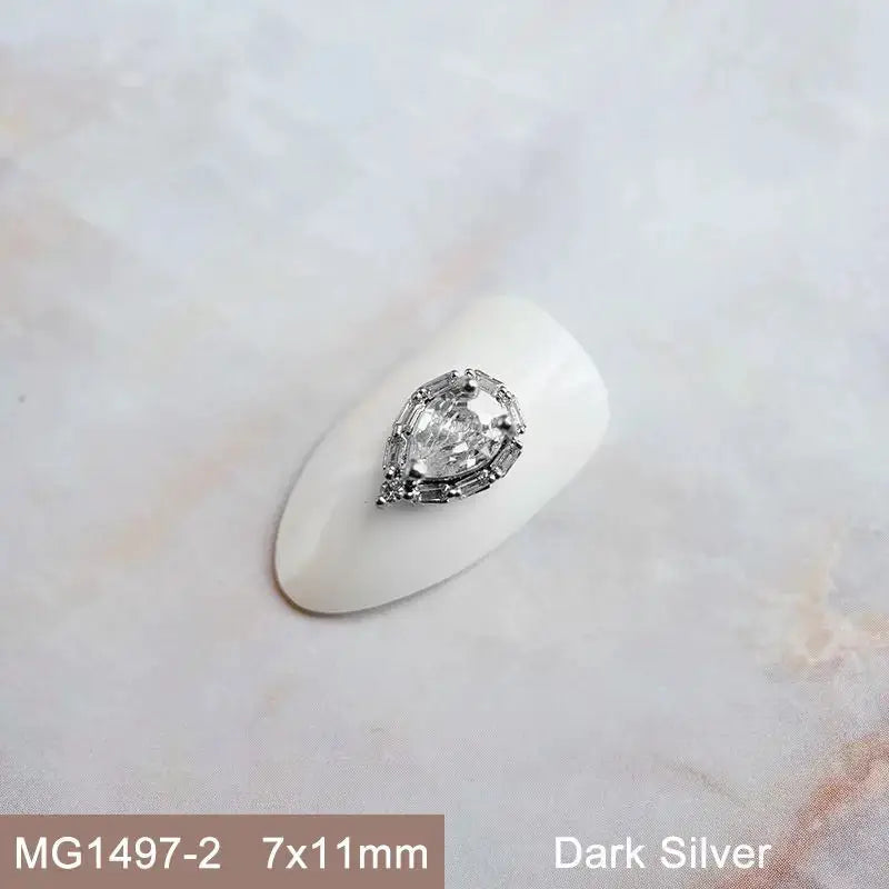 10pcs Pink Black Blue Oval Drop Round Zircon Bright Silver Nails Jewelry Decorations Nail Art Accessories Charms Parts Supplies from PriceLows™