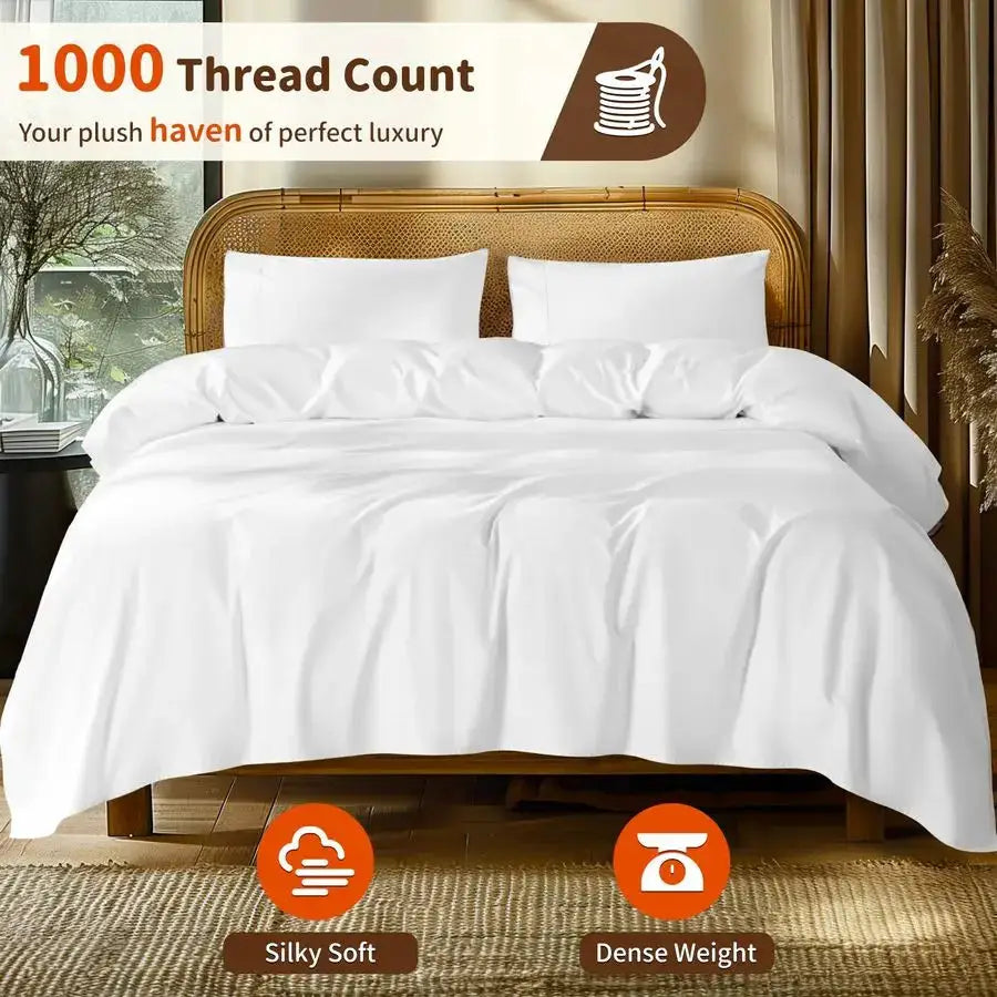 100 Egyptian Cotton Sheets Set 1000 Thread Count,Queen Size Bed Sheet 4 Piece Sets,Long Staple,16 Inches Deep Pocket,All Season, from PriceLows™
