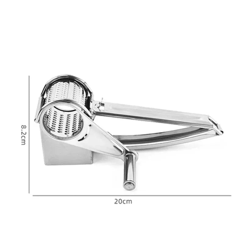 Cheese Grater | Stainless Steel | Crank Rotary Blades | Compact