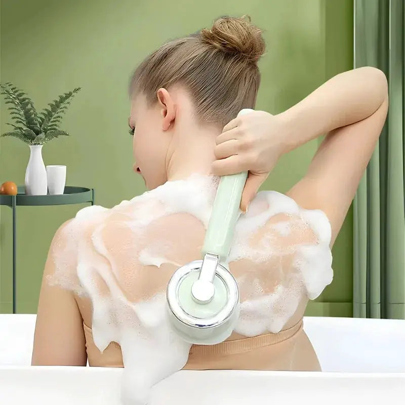 Electric Bath Back Scrubber | Long Handle | IPX7 Waterproof | 5 Brush Heads