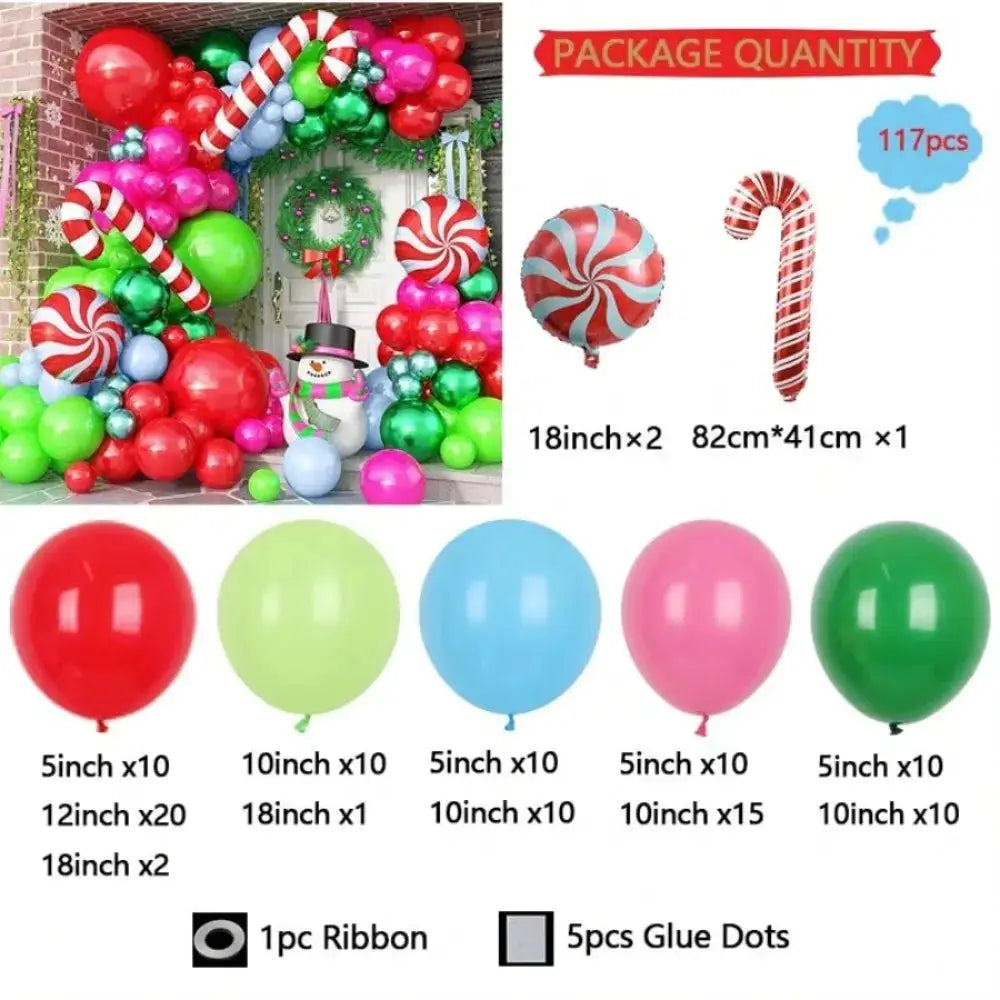Christmas Balloon Garland Kit | Latex And Foil | Candy Cane Theme | Party Decor