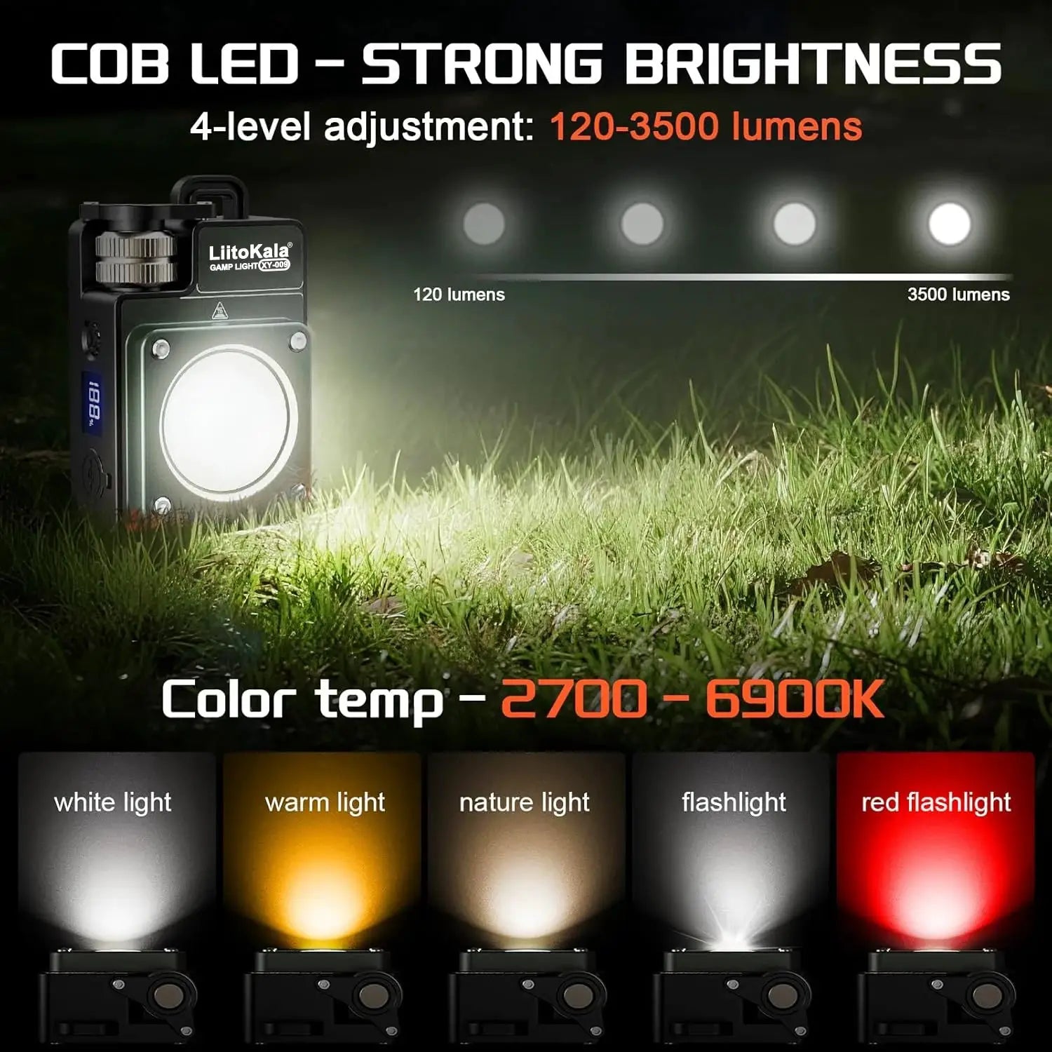 LiitoKala new keychain light 120-3500LM rechargeable flashlight multifunctional portable 3000mAh battery work light from PriceLows™