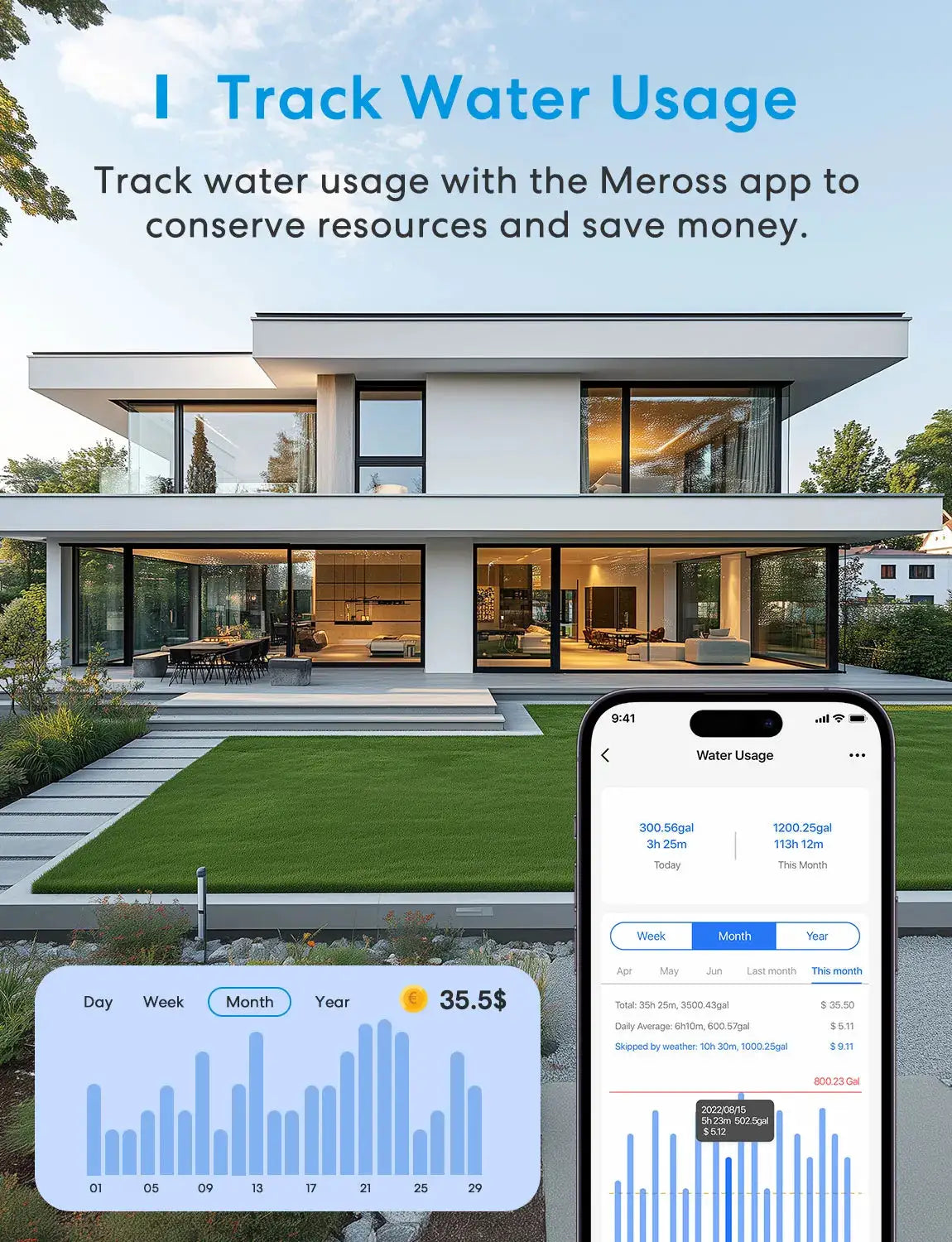 Meross Smart Sprinkler Timer Wifi Hose Faucet Timer with Brass with Tracking & Alerts Function from PriceLows™