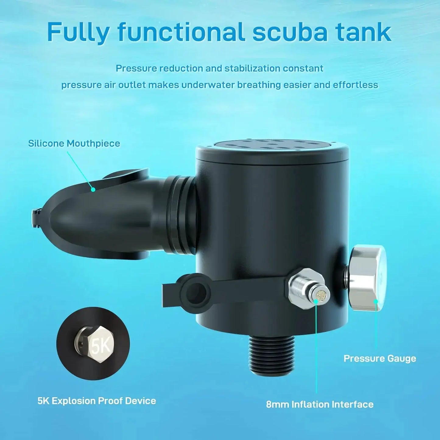 HOUVAN 0.5L Mini Diving Tank with Pump and Snorkel Mask Portable Diving Tank Essential for Outdoor Travel Unisex Gift from PriceLows™