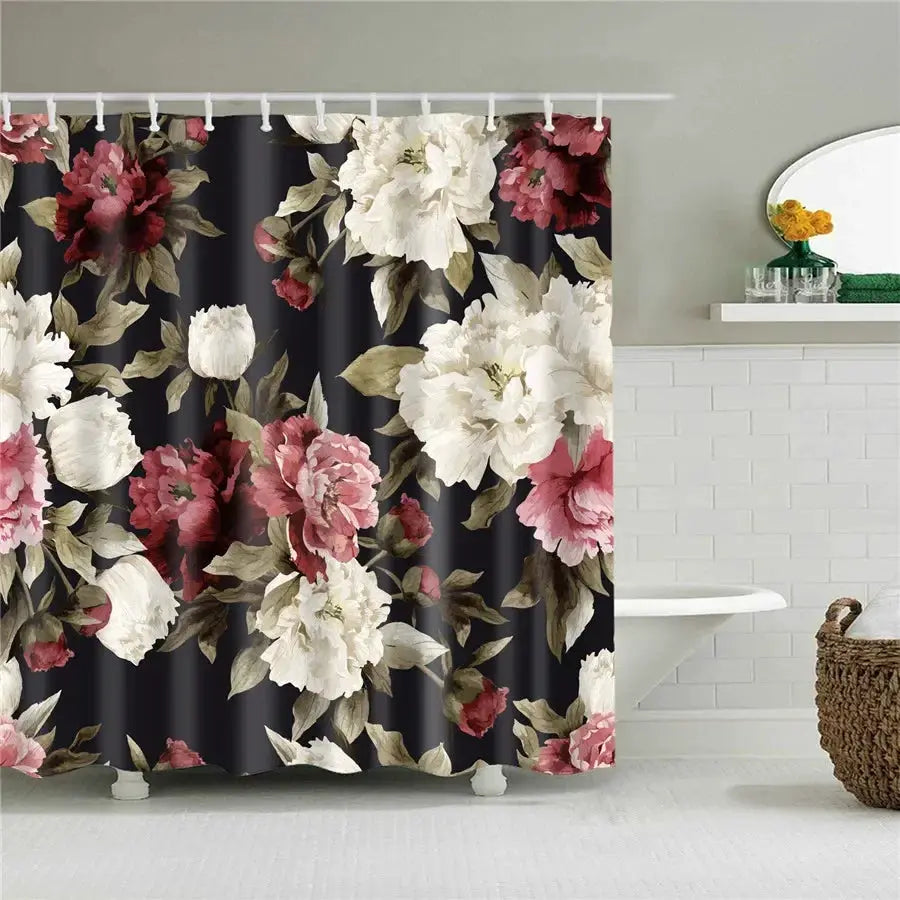 3D Flower Plum Blossom Lotus Lavender Rose Shower Curtains Bathroom Curtain Frabic Waterproof Polyester Bath Curtain with Hooks from PriceLows™