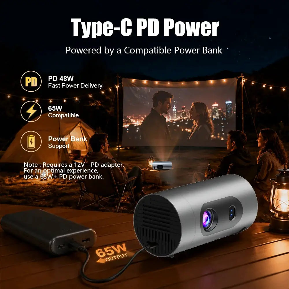 Home Projector | Android 13 | Wi-Fi 6 | Built-In Speaker