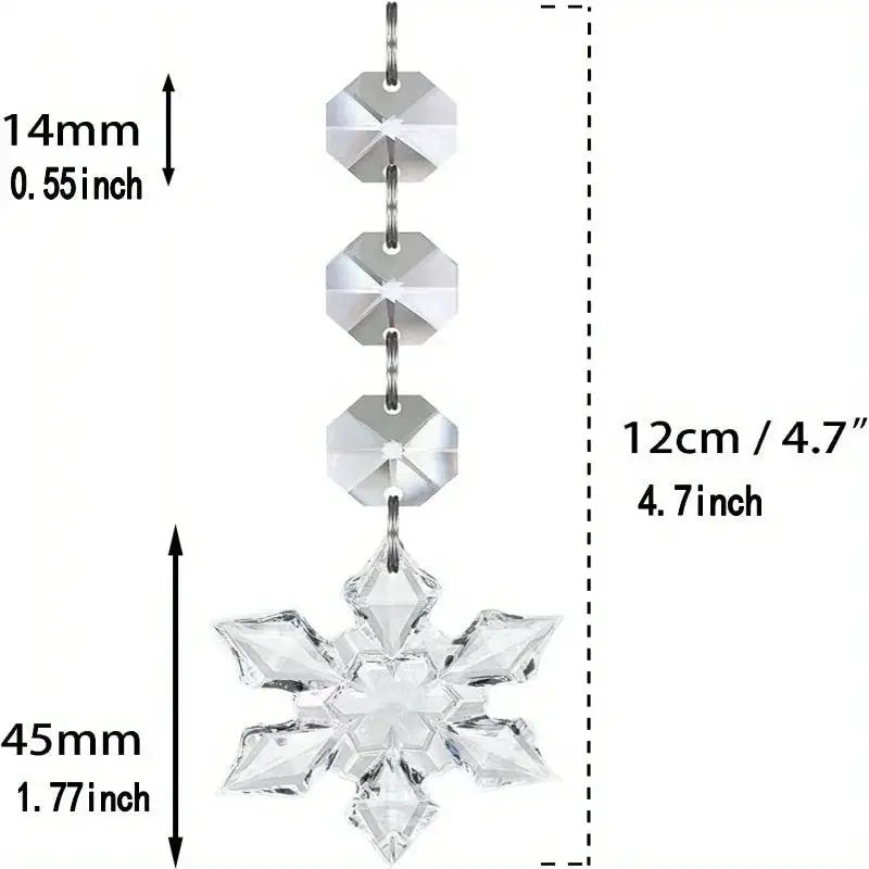 Clear Acrylic Snowflake Ornaments | Hanging Design | Crystal Finish | 10 Pack