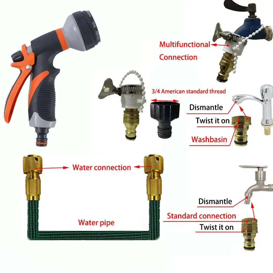High Quality Flexible Expandable Garden Hose High Pressure Nozzle Long Rod Spray Cleaning Gun Car Washing Hose Garden Hose from PriceLows™
