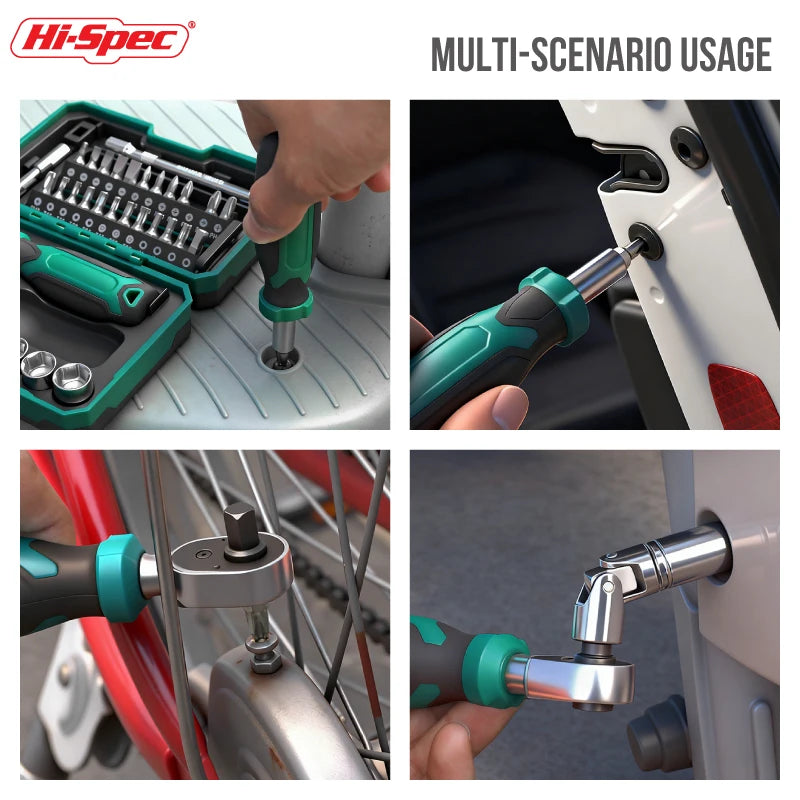 Hi-Spec 1/4" Drive Quick-Release 40 in 1 Ratchet Socket Bit Set Cr-V Steel Phillips/Slotted Screwdrivers for Repair & Hand Tools from PriceLows™