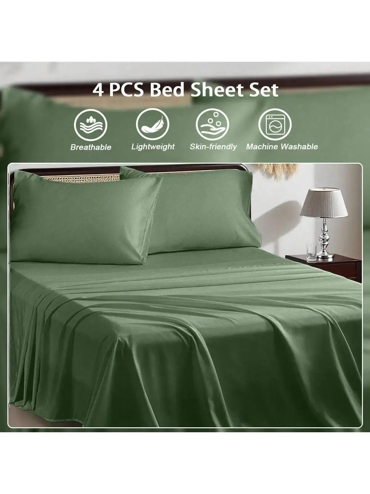 3/4 Piece Bed Sheet Set Soft Breathable Hotel Luxury Summer bedding Twin Flat Fitted Sheet Pillowcase from PriceLows™