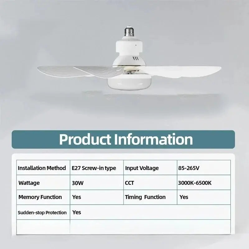 Ceiling Fan With Light | Remote Control Included | E27 Socket | Small Room