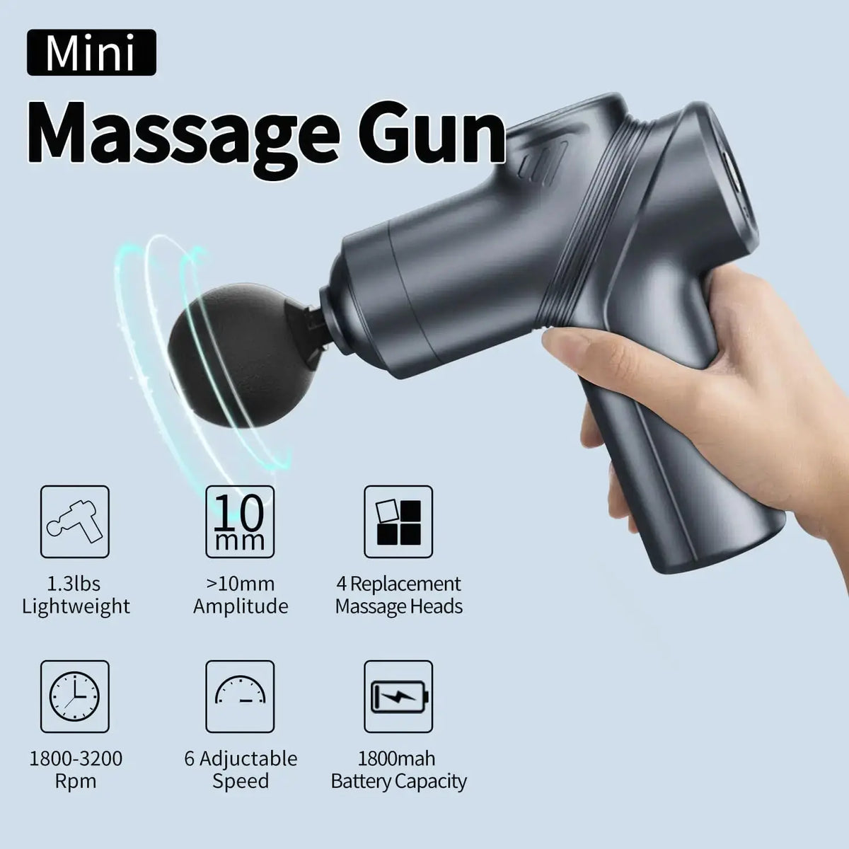 Mini Massage Gun | Brushless Motor | 4 Interchangeable Heads