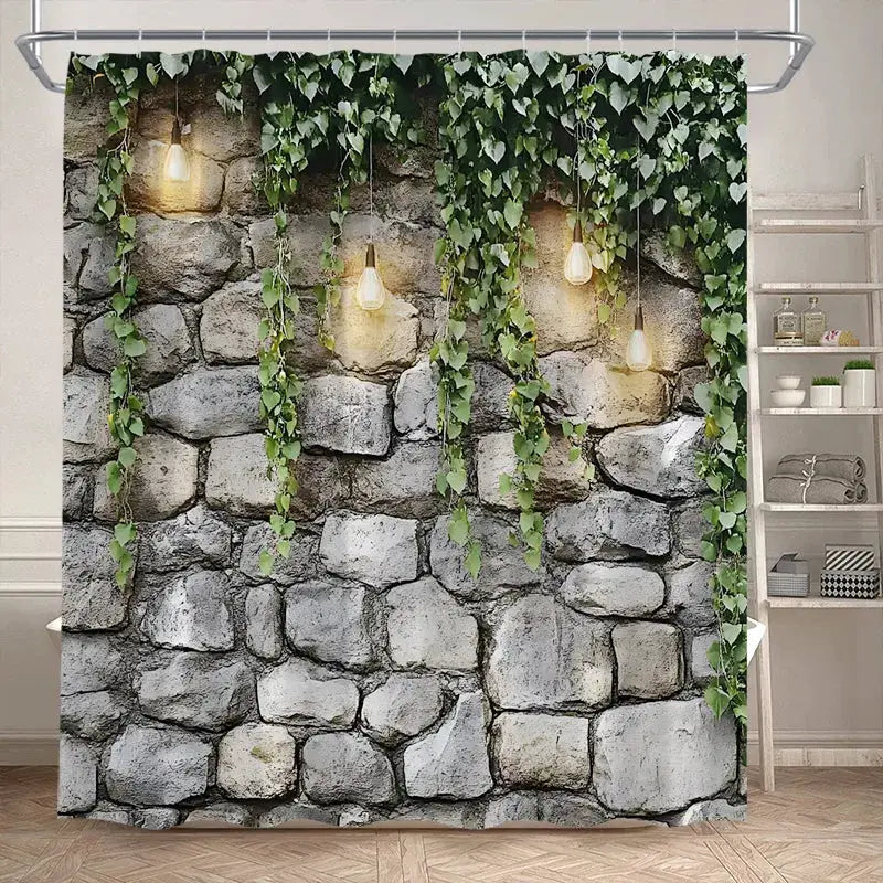 Green Leaves Shower Curtains Tropical Leaf Garden Vine Plant Wall Hanging Fabric Home Bathroom Decor Bath Curtain Set with Hooks from PriceLows™