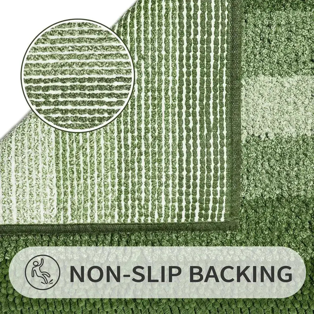 Green Bathroom Rug Set 2 Piece, Chenille Non Slip Bath Mat Set, Absorbent Shower Rug and Bath Room loor Mats, Quick Dry Bathmat from PriceLows™