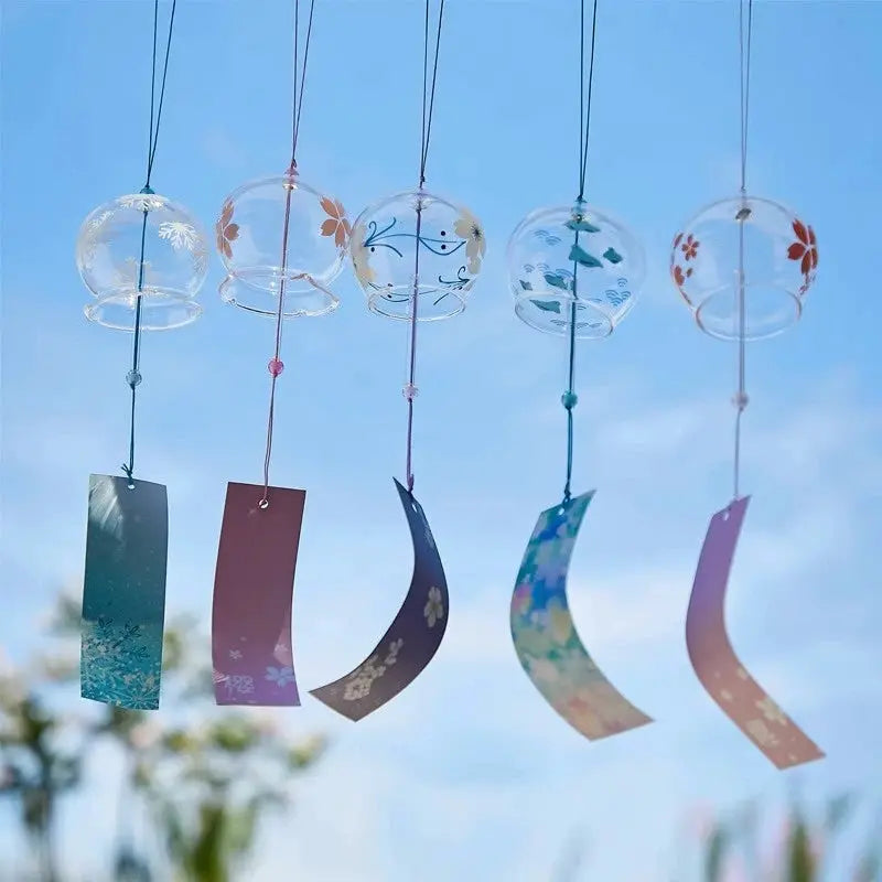 Japanese Sakura Glass Wind Chime Cherry Blossom Wind Bell Korean Kawaii Room Decor Hanging Decor Wind Chimes Outdoor 후우링 from PriceLows™