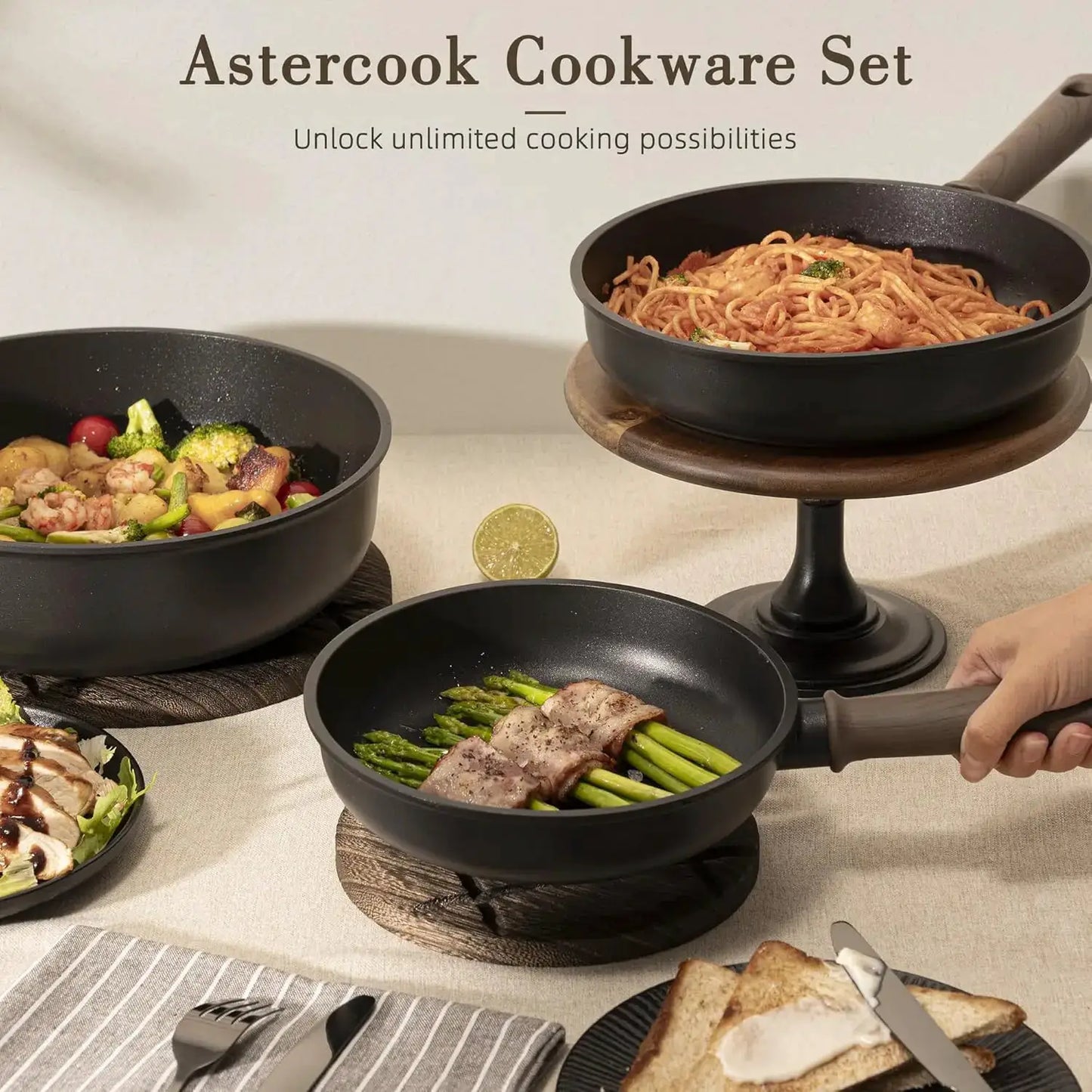 19 Piece Nonstick Pots and Pans Set, Titanium Induction Cookware, PFAS Free, Healthy Kitchen Cooking Set with Frying Pans from PriceLows™