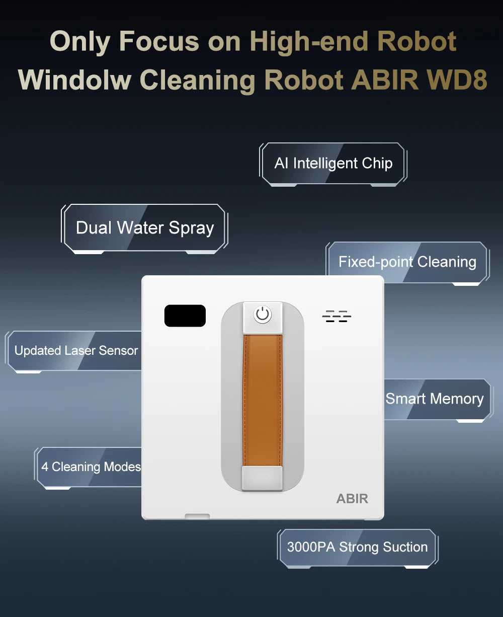 Window Vacuum Robot | 650mAh Battery | 4 Modes | Remote Or App