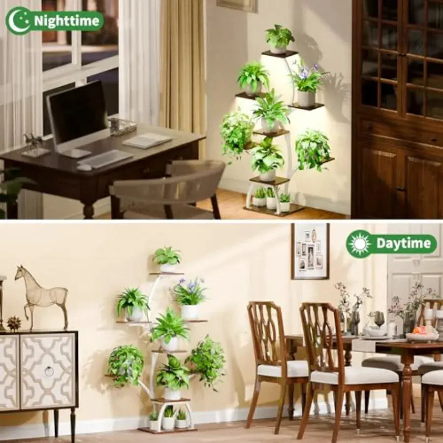 Plant Stand Indoor with Grow Lights 6 Tiered Plant Shelf Indoor 50" Corner Plant Stands for Indoor Plants Lighted Tree-Shaped P from PriceLows™