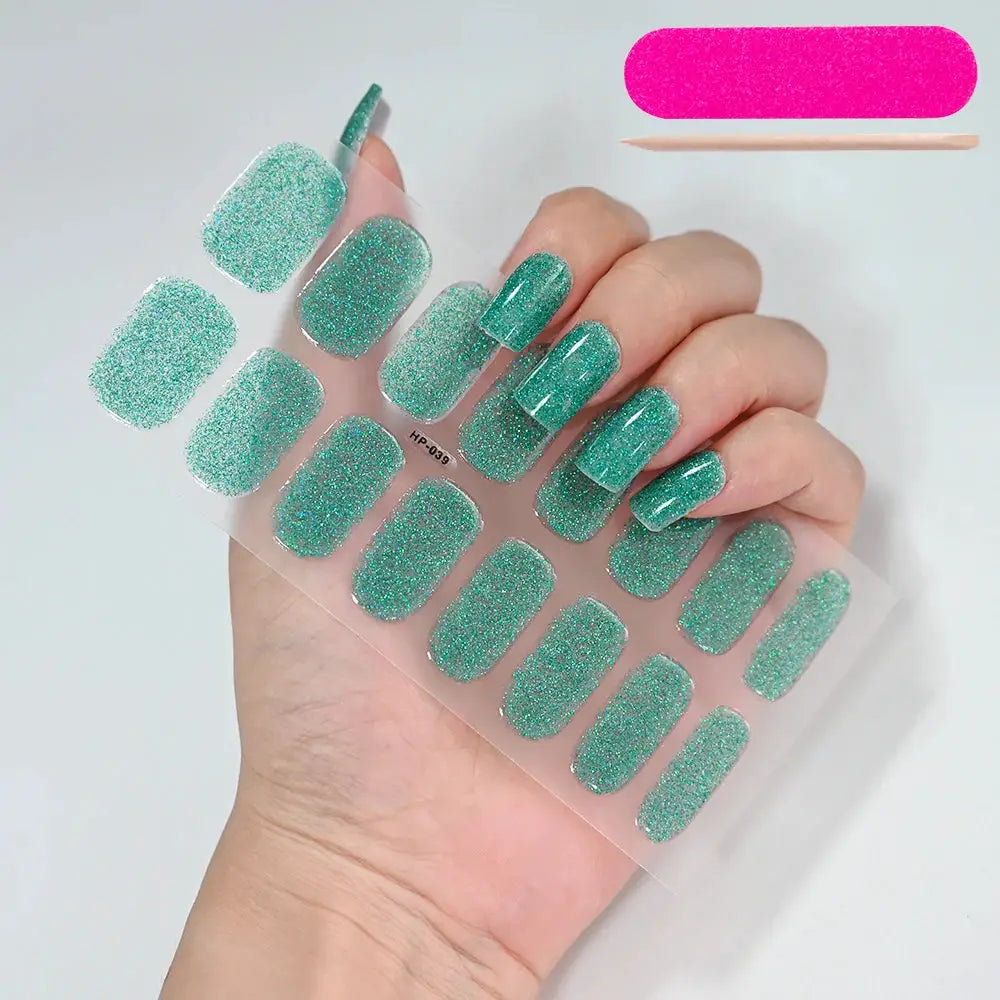 Semi Cured Wraps Fast Gel Nail Sticker Soild Nail Gel Wraps Adhesive Full Cover Gel Nail Decal UV Lamp Cured Manicure Decoration from PriceLows™