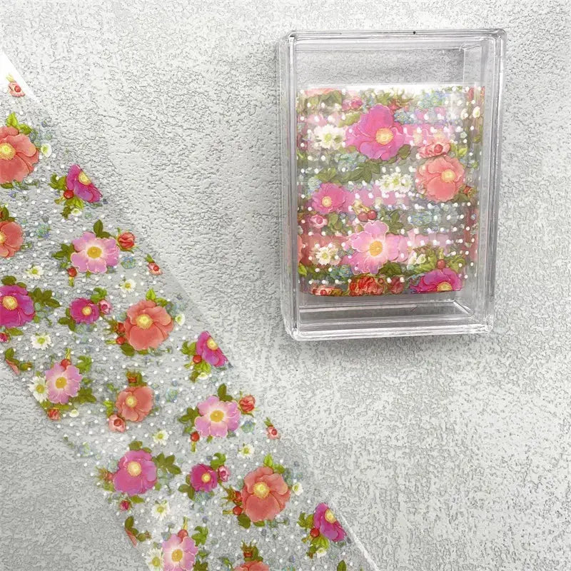 1Pc 100cm Flower Nail Foils for Transfer Paper Floral Stickers Rose Nails Wraps Tulip Nail Art Decorations from PriceLows™
