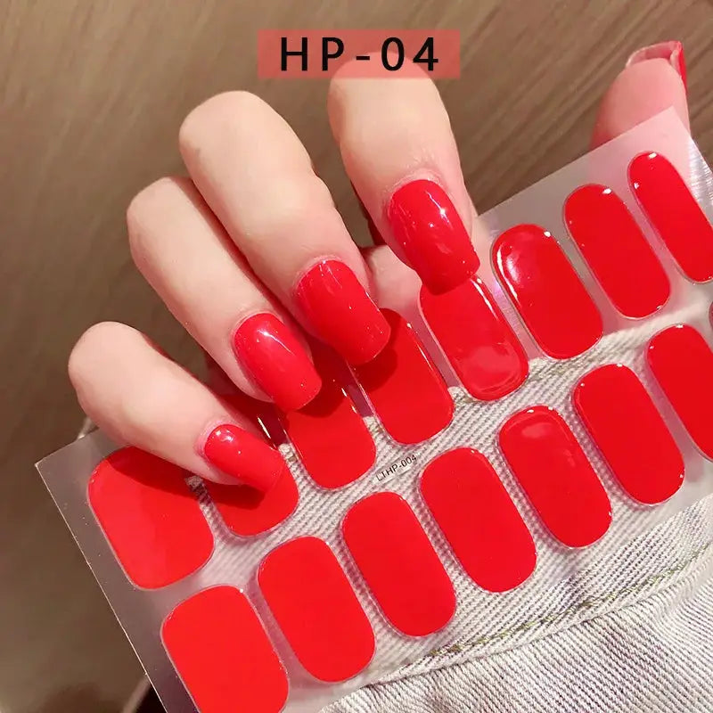 Semi Cured Wraps Fast Gel Nail Sticker Soild Nail Gel Wraps Adhesive Full Cover Gel Nail Decal UV Lamp Cured Manicure Decoration from PriceLows™