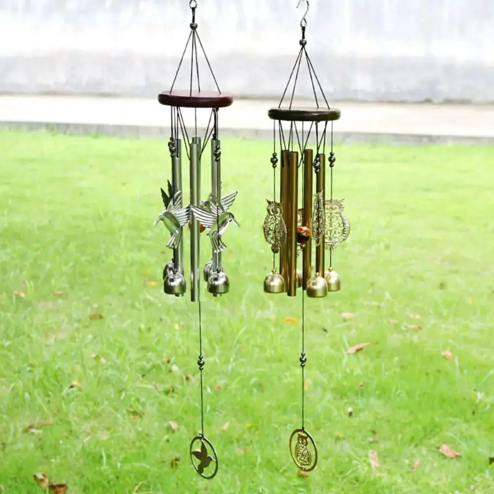 DIY Wind Chimes Outdoor Owl Hummingbird Hanging Ornament Home Copper Bells Garden Yard Decoration from PriceLows™