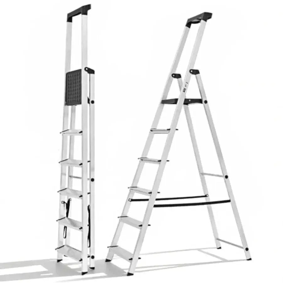 6 Step Ladder, 330lbs Folding Step Stool with Anti-Slip Wide Pedal Handrails, Aluminum Stool Ladders, Safety Household Ladder f from PriceLows™