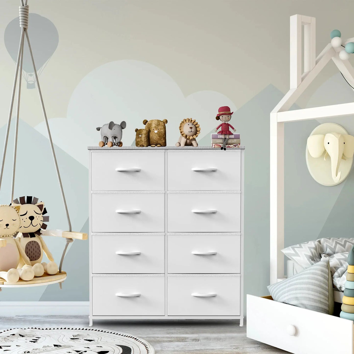 JHK Children's Wardrobe For Bedroom With 8 Fabric Drawers Storage Cabinet Steel Frame Assembly Closet For Clothes Home Furniture from PriceLows™