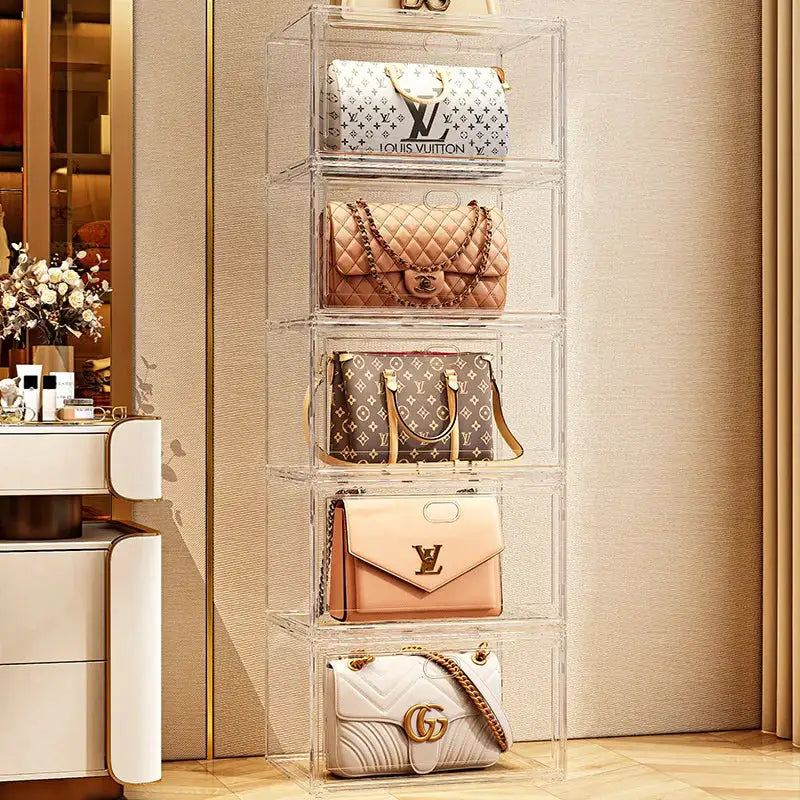 Large AJ Sneaker Organizer Box Thickened Transparent Shoe Box with Magnetic Closure Stackable Multi-Layer Shoe Storage Organizer from PriceLows™
