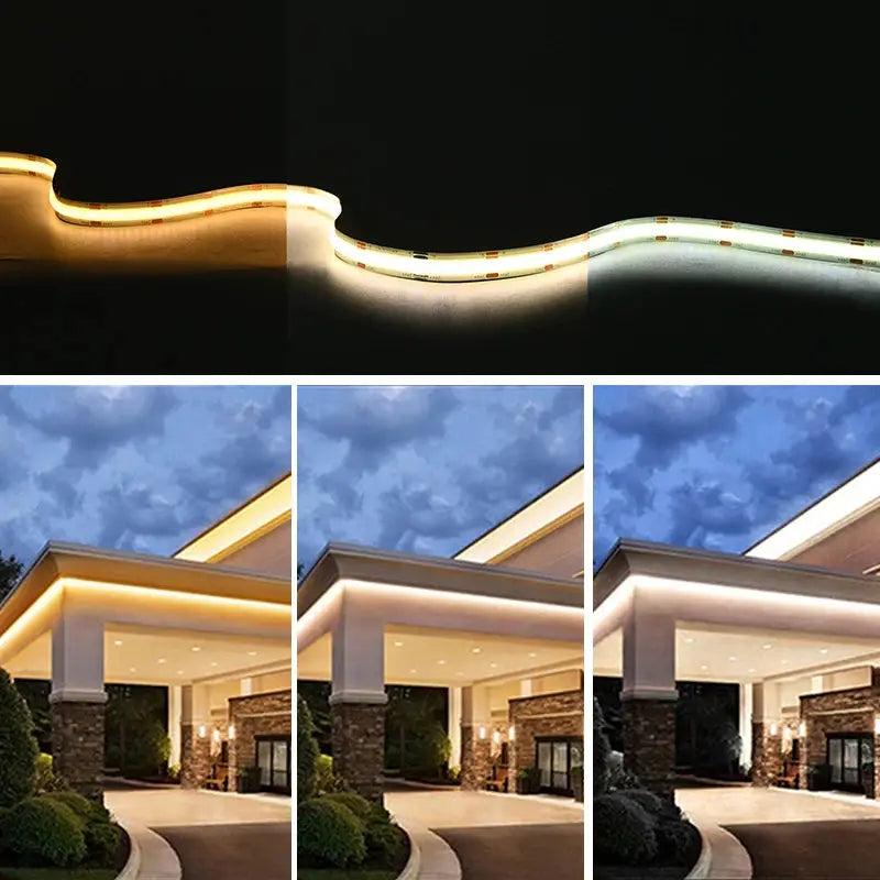 COB CCT LED Strip Lights 608 LEDs/m High Density Flexible Dimmable FOB Led Tape 2700K to 6500K Changeable Lighting DC12V 24V from PriceLows™
