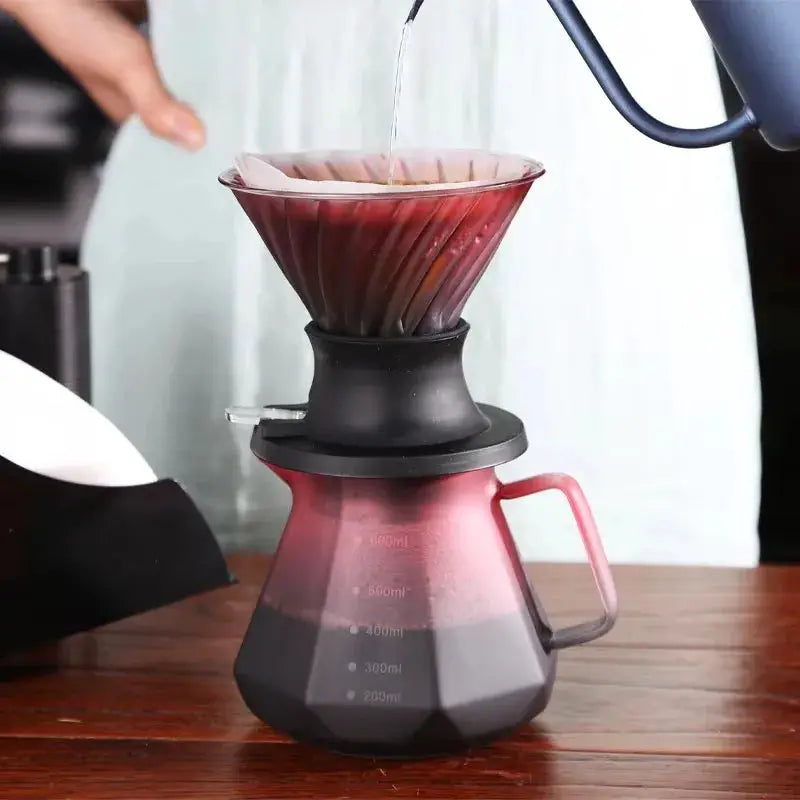 High Quality Luxury Handmade Borosilicate Glass Pour Coffee Tea Set Stainless Steel Coffee Filter Hand Drip Pot Percolators from PriceLows™