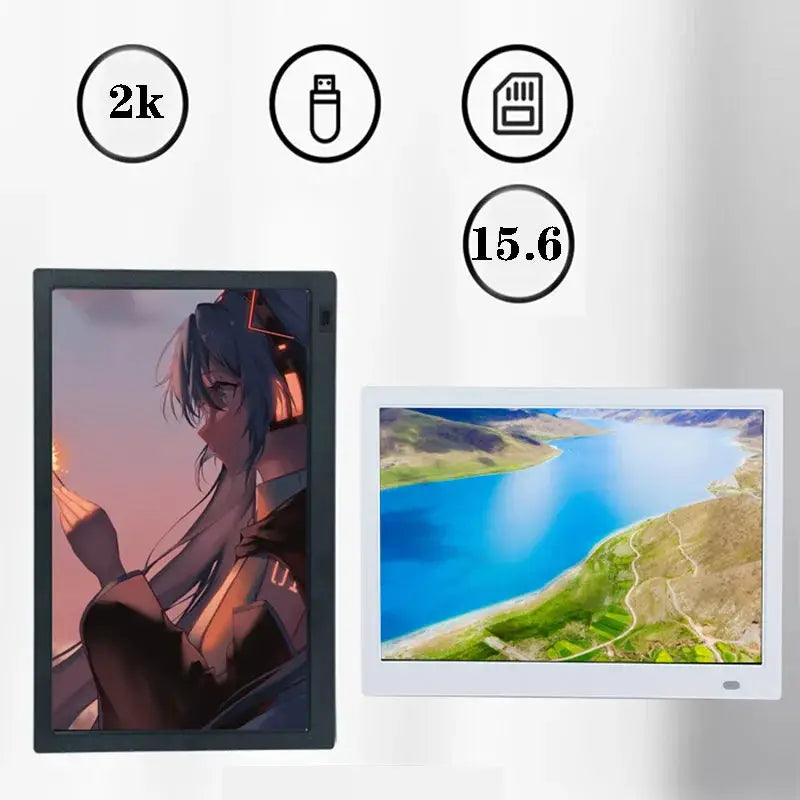 15.6-inch 2K Digital photo frame 1920 * 1080 Video, Image, Music, Calendar, USB/SD White Black Digital photo frame, Christmas from PriceLows™