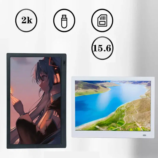 15.6-inch 2K Digital photo frame 1920 * 1080 Video, Image, Music, Calendar, USB/SD White Black Digital photo frame, Christmas from PriceLows™
