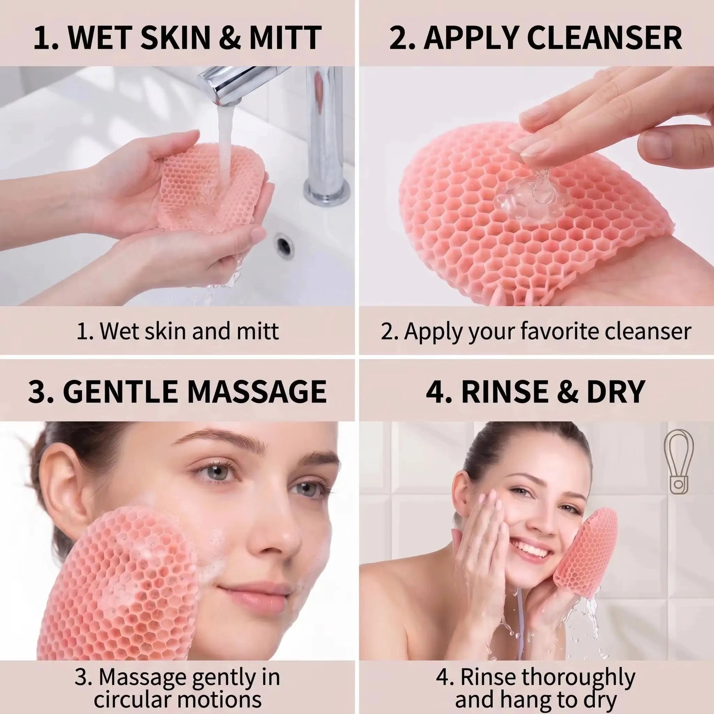 Silicone Bath Glove | Exfoliating Honeycomb Texture | Deep Cleansing Shower Mitt
