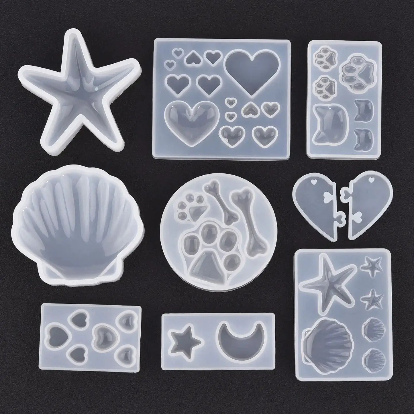 Crystal Epoxy Resin Molds | Heart Cat Claw Cabochon | Silicone Jewelry Pendant
