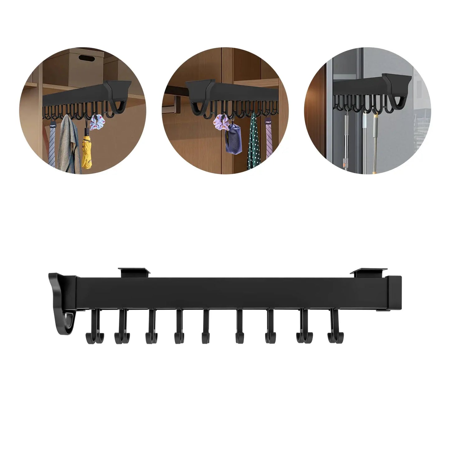 51cm Black Pull-out Storage Rack,Wall-mounted Multifunctional Pull-out Organizer 18 Hooks for Store Pots,Cutting Boards from PriceLows™