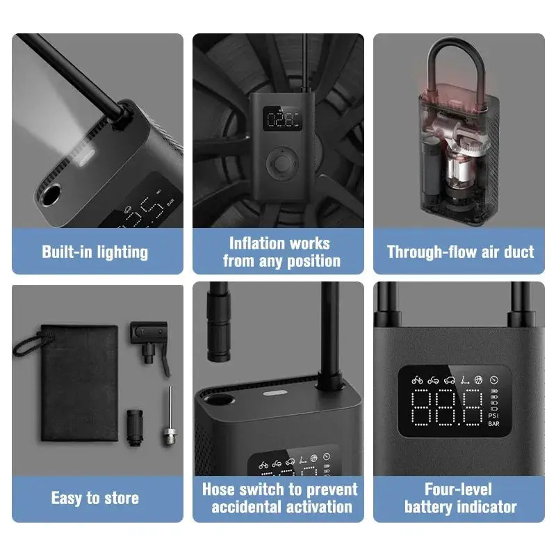 Air Pump | 2000mAh Battery | Portable Cordless | For Bicycle Car Ball