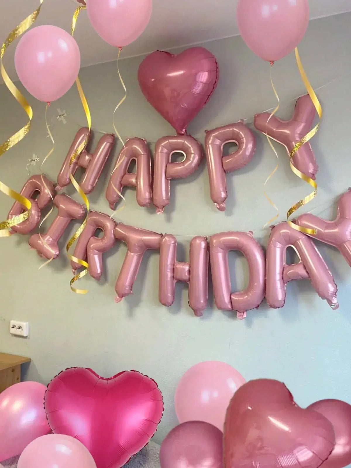 Pink Birthday Balloon Set | 49 Piece | 16 Inch | Heart And Round Shapes