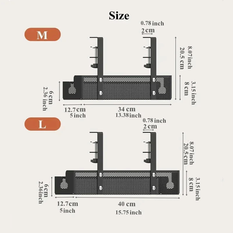 No-Drill Under-Desk Cable Organizer Tray Easy-Install Metal Cable Wire Tray Management for Office Home Power Strip Cord Holder from PriceLows™
