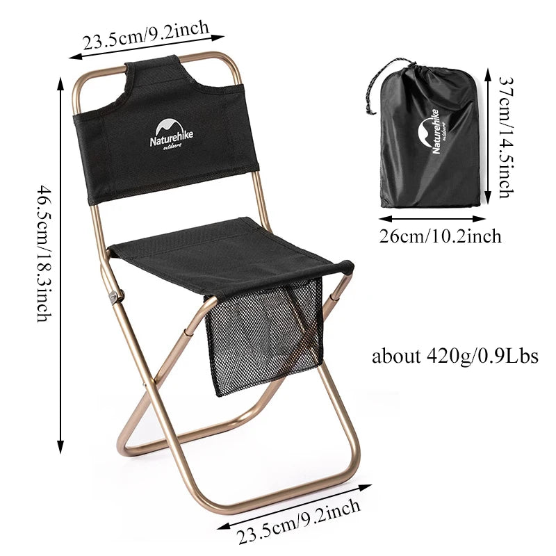 Beach Chair | Ultralight 420g | Folding With Mesh Bag | Black Khaki